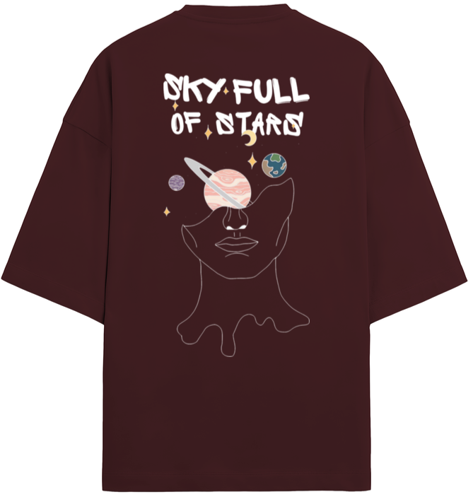 Coldplay graphic edition Oversized Terry Cotton T-Shirt (Maroon)