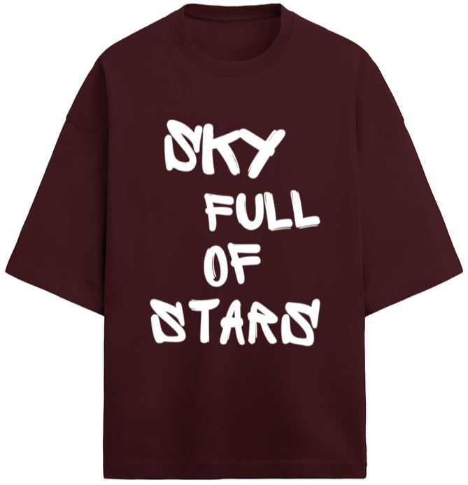 Coldplay graphic edition Oversized Terry Cotton T-Shirt (Maroon)