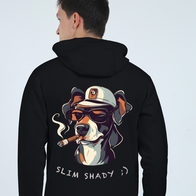 Unisex Cool Dog Print Zipper Hoodie