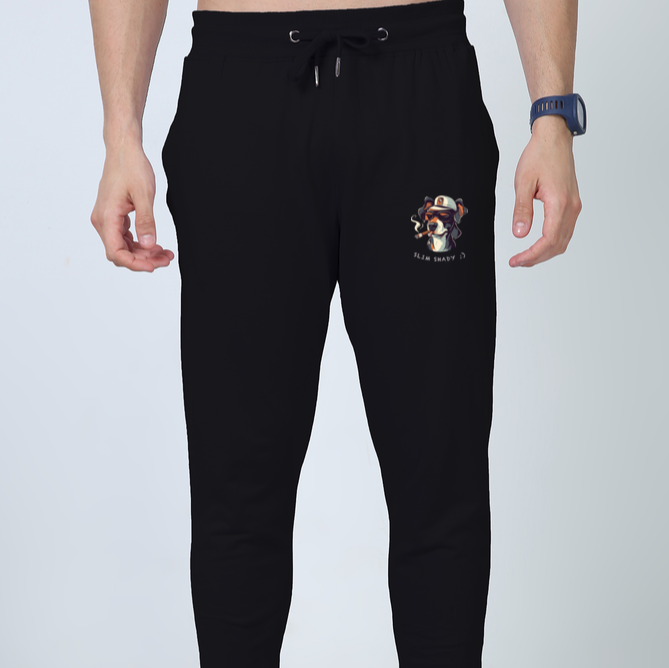 'Slim Shady' Black Cotton Joggers