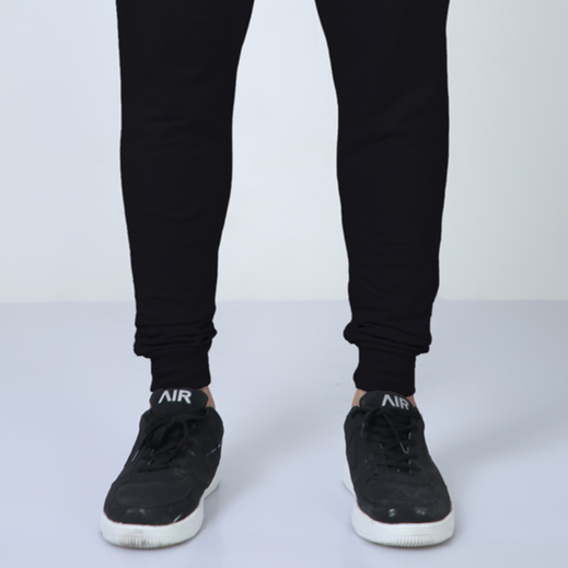 'Adventure' puff print black Joggers