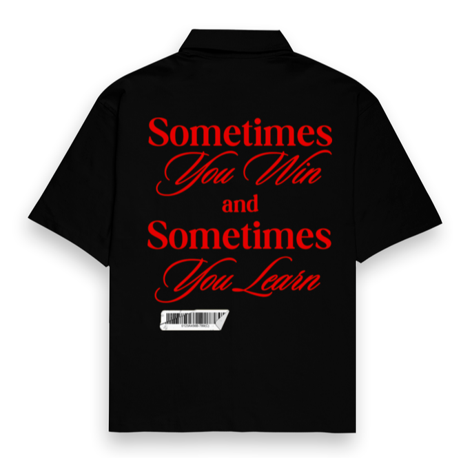 'Sometimes you win, sometimes you learn' Unisex Oversized Bowling Shirt