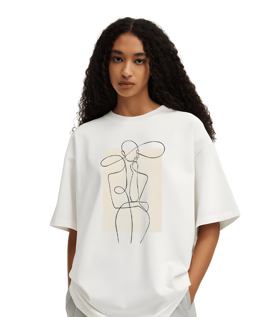 'Line Art' graphic French Terry Cotton Unisex T-Shirt
