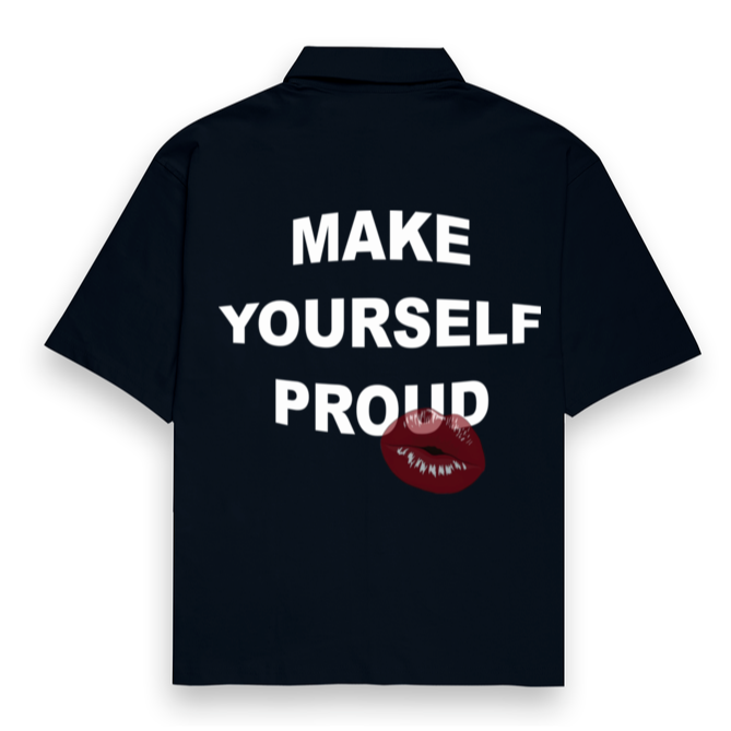 'Make yourself proud' Oversized Bowling Shirt