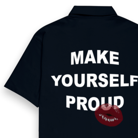 'Make yourself proud' Oversized Bowling Shirt