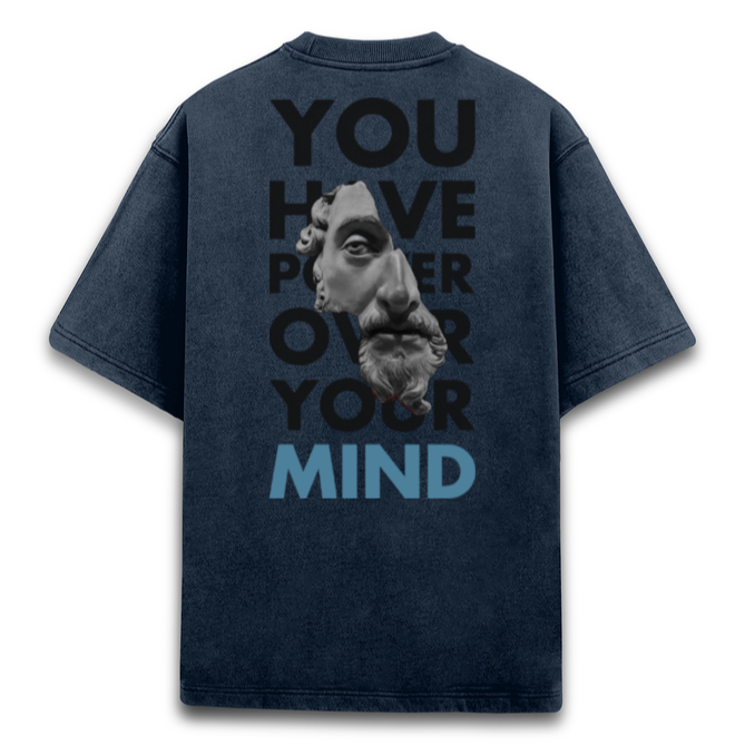 'Power over your mind' Graphic Oversized Acid Wash T-Shirt