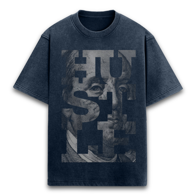 'Hustle' Oversized Acid Wash T-Shirt