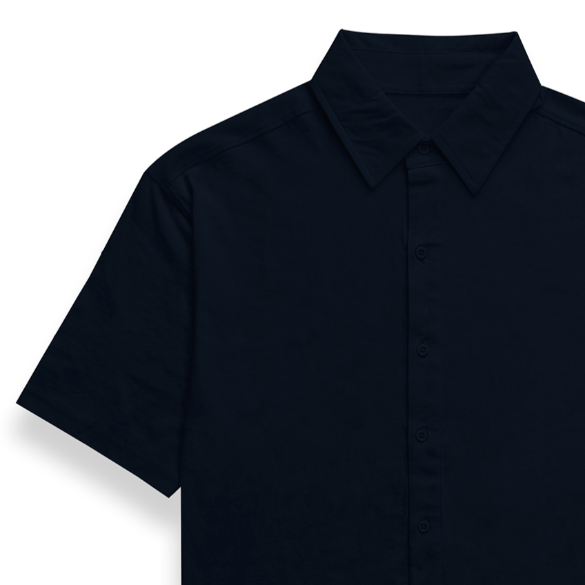 Classic Navy Blue Bowling Shirt