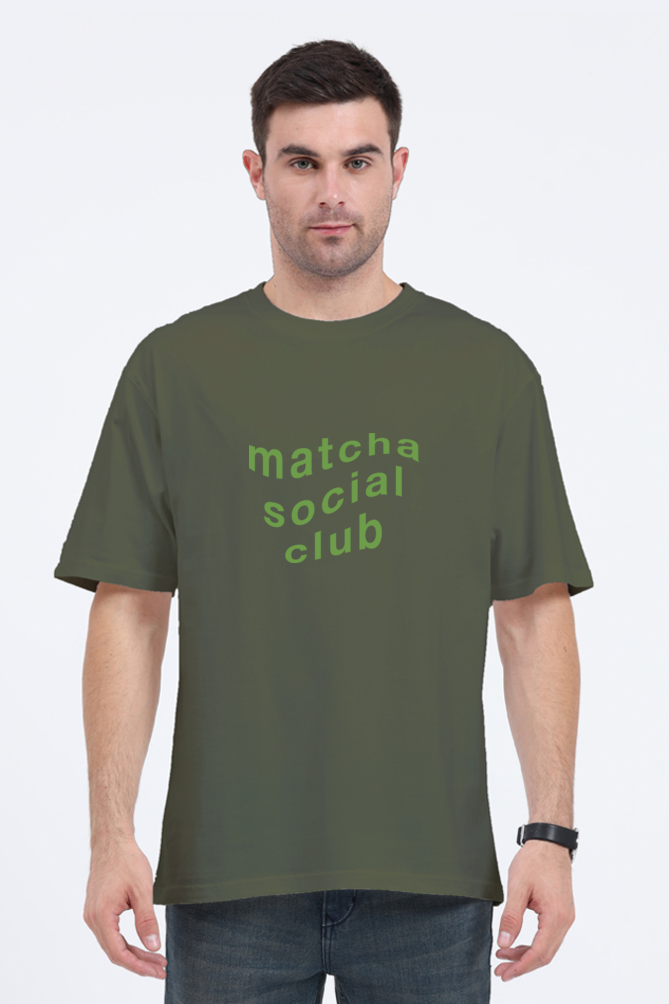 'Matcha Social Club' custom print Oversized T-Shirt