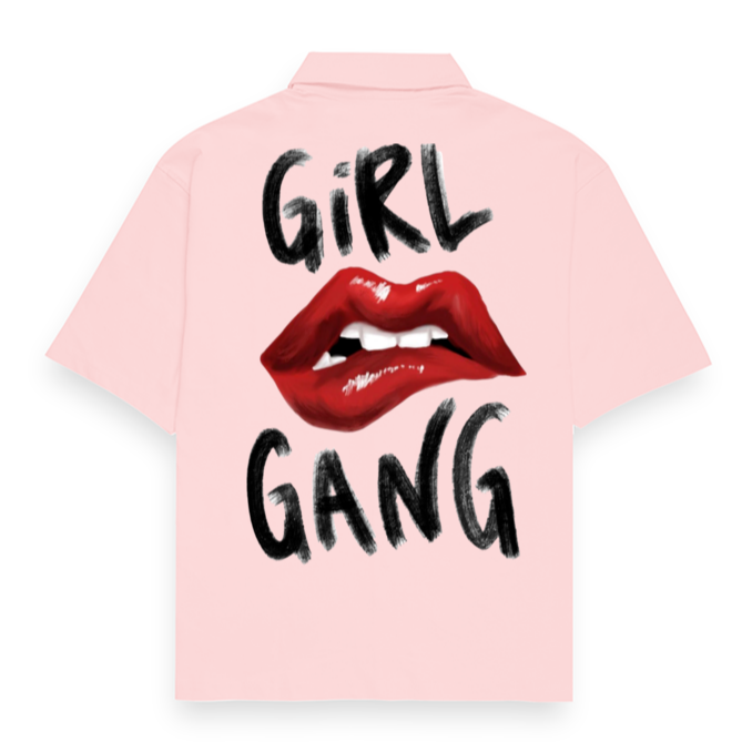 'Girl Gang' Oversized Bowling Shirt