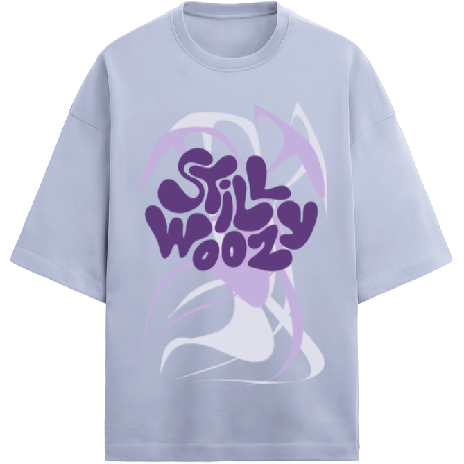 'Still Woozy' Lavender French Terry Cotton Oversized T-Shirt