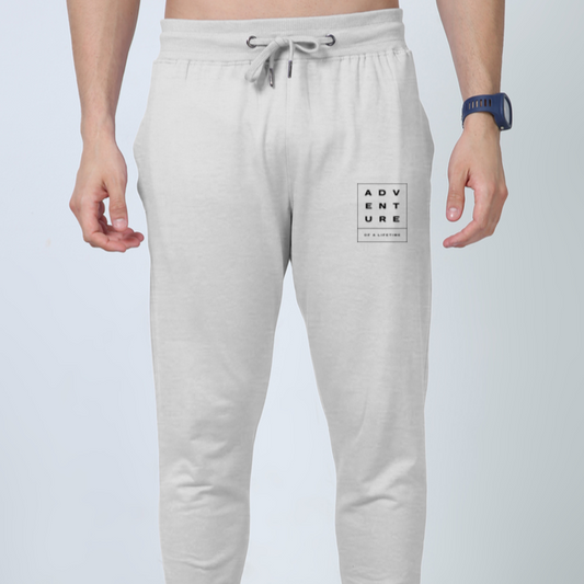 'Adventure' puff print grey joggers