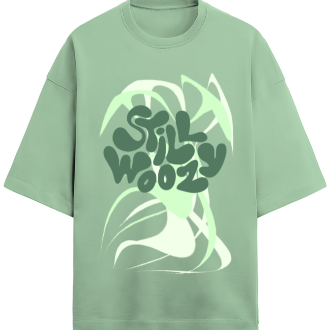 'Still Woozy' French Terry Cotton Oversized Jade T-Shirt