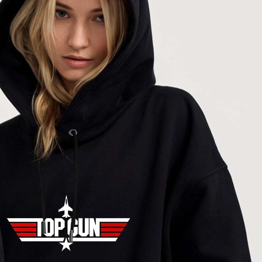 'Top Gun' Black Oversized Unisex Hoodie