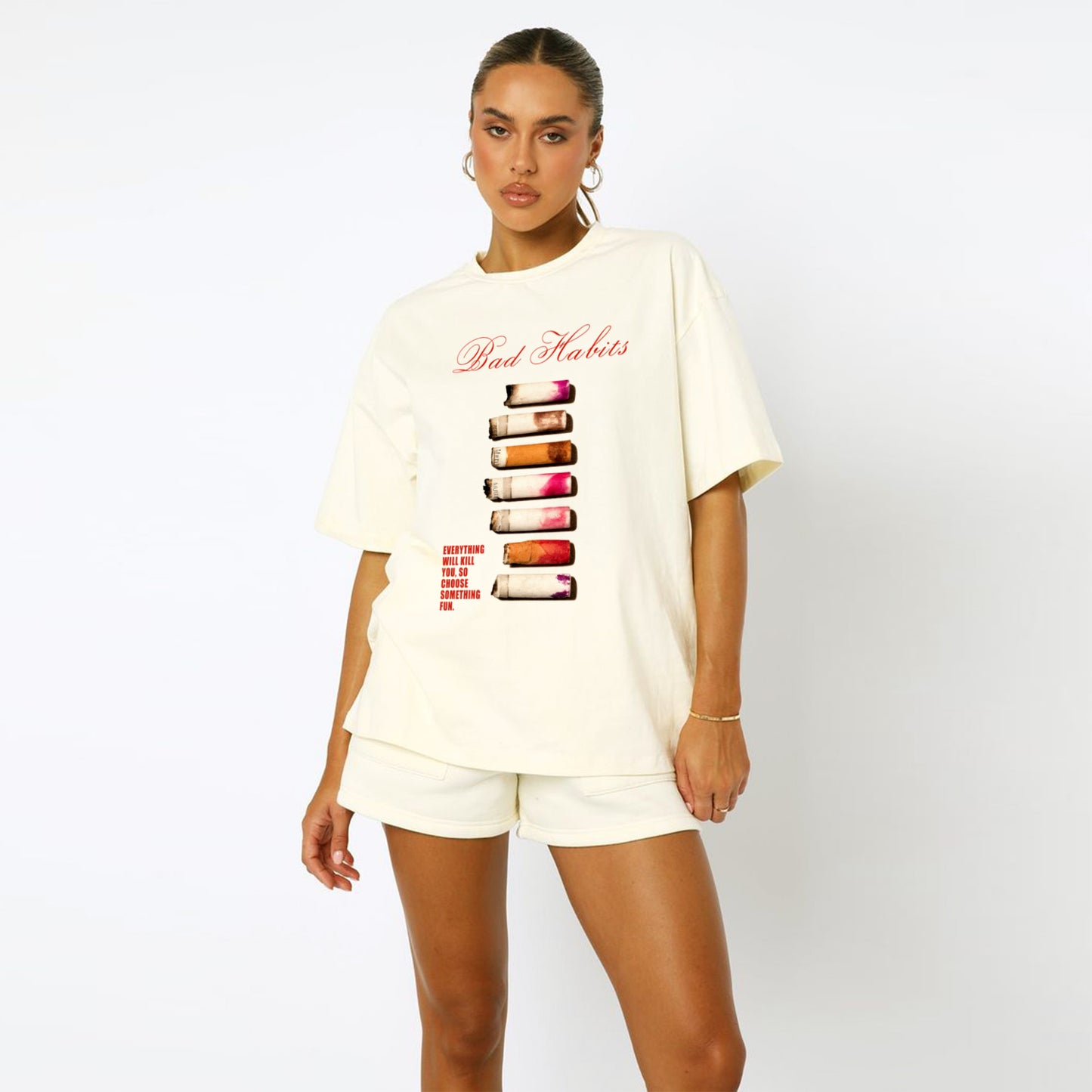 'Bad Habits' graphic Oversized Unisex T-Shirt