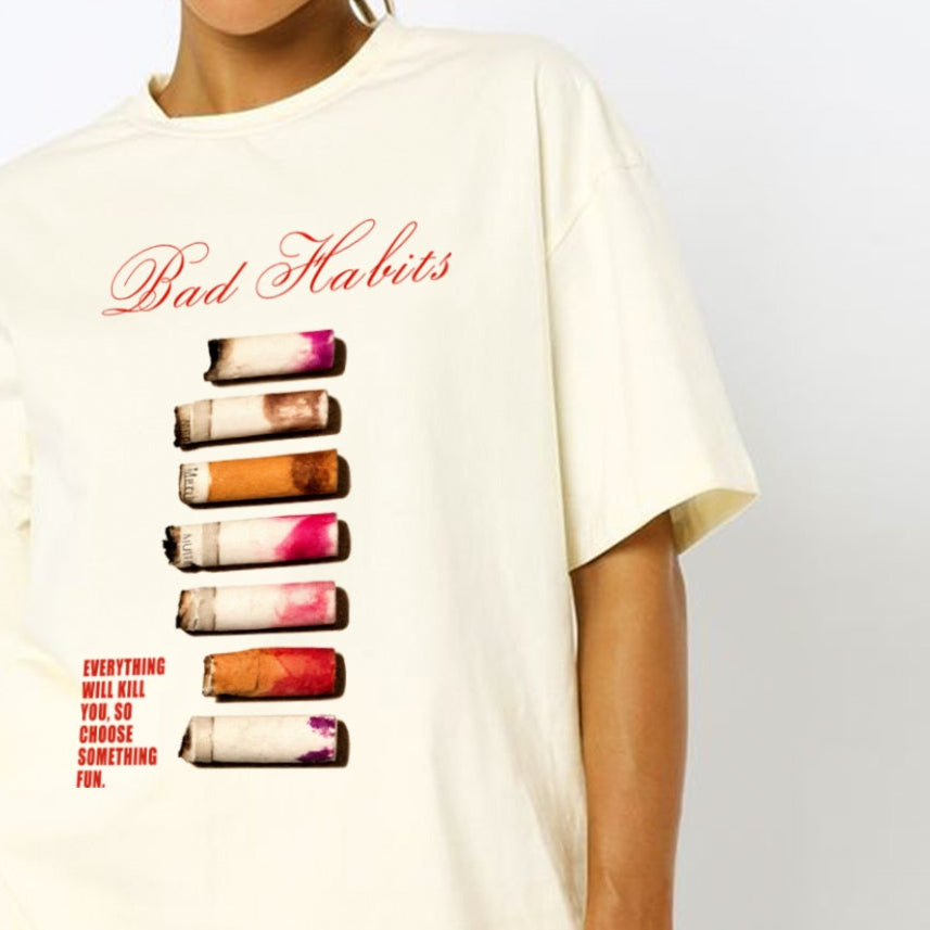 'Bad Habits' graphic Oversized Unisex T-Shirt