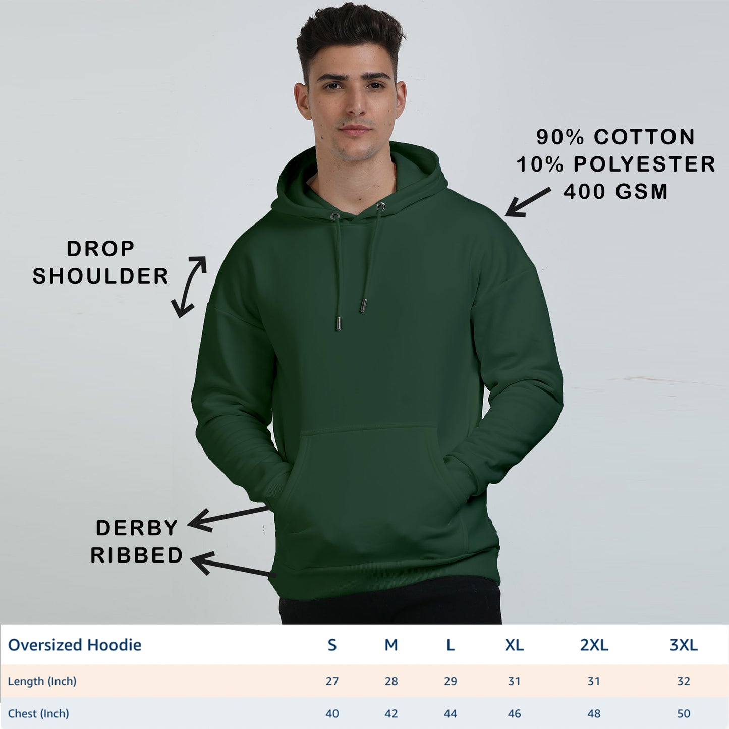 'Top Gun' Oversized Unisex Bottle Green Oversized Hoodie