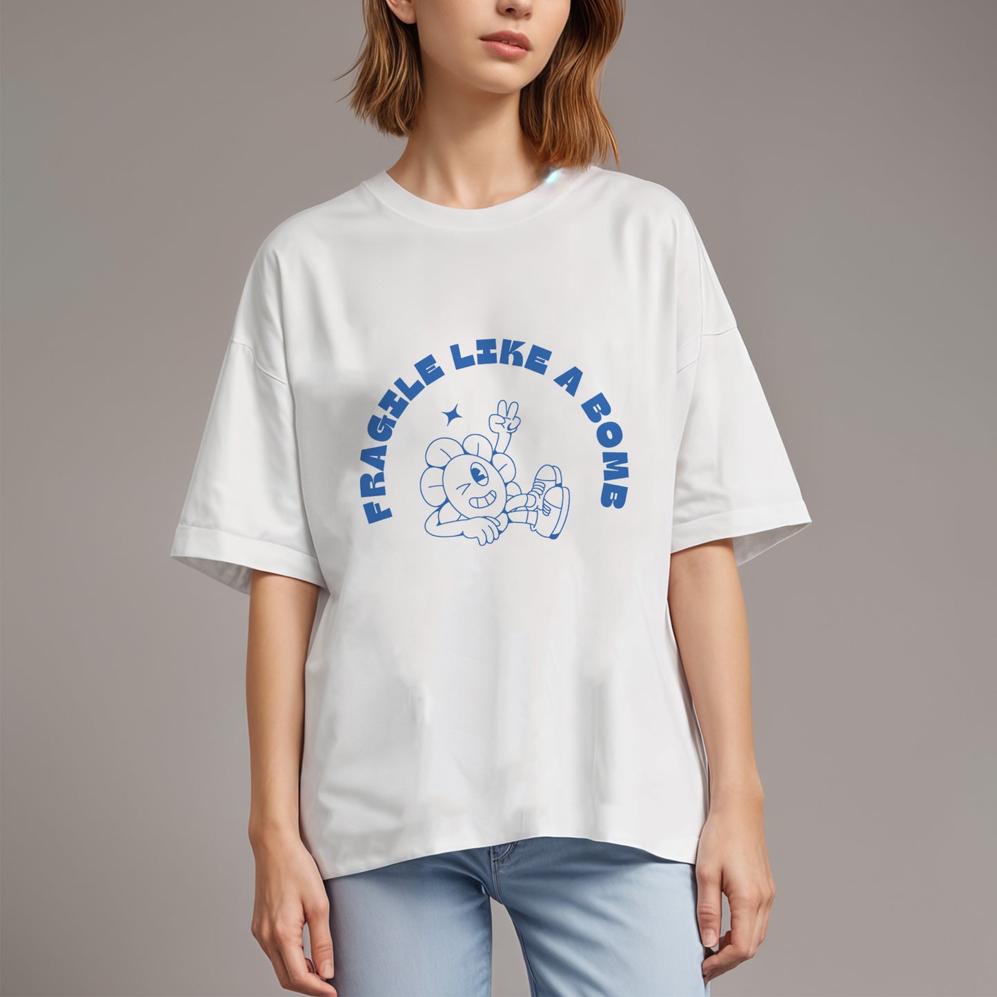 'Fragile like a bomb' oversized T-Shirt