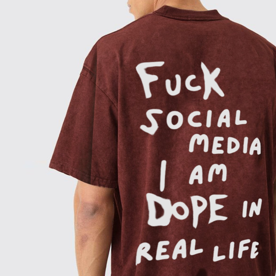 'Fuck Social Media I am Dope in real life'  Unisex Oversized Acid Wash T-Shirt