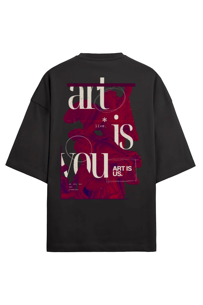 'Art is you" graphic glow in the dark print Terry Cotton Oversized Unisex T-shirt