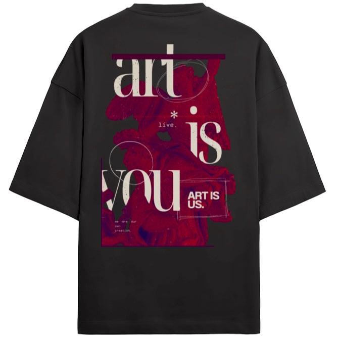 'Art is you" graphic glow in the dark print Terry Cotton Oversized Unisex T-shirt