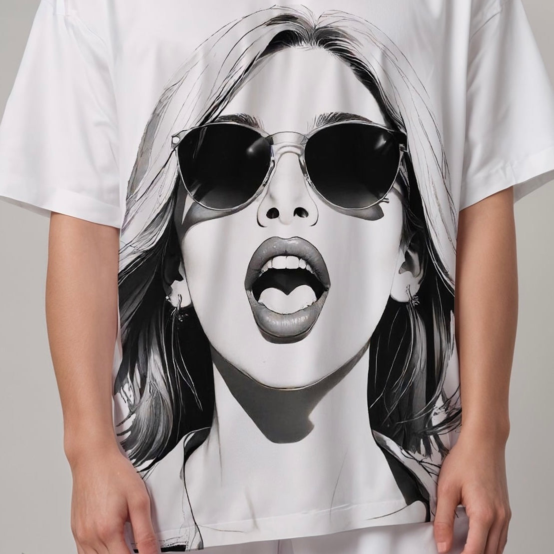 B&W overall print Unisex Oversized T-Shirt