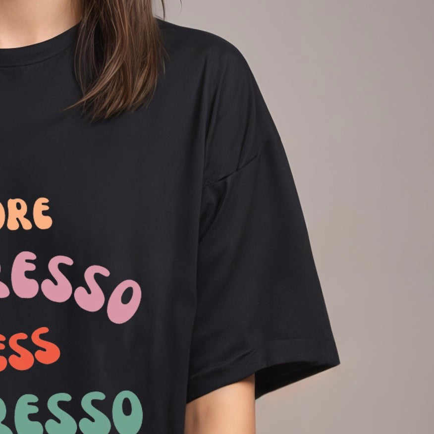 'More espresso less depresso' Oversized T-Shirt