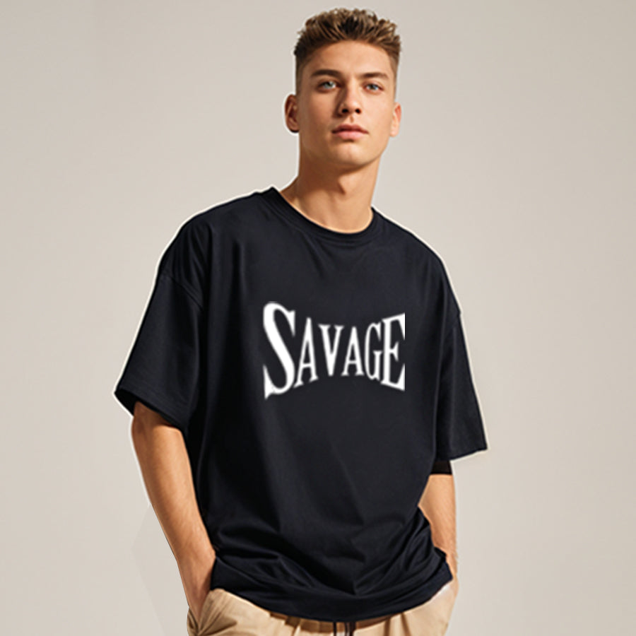 'Savage' puff print unisex oversized T-Shirt