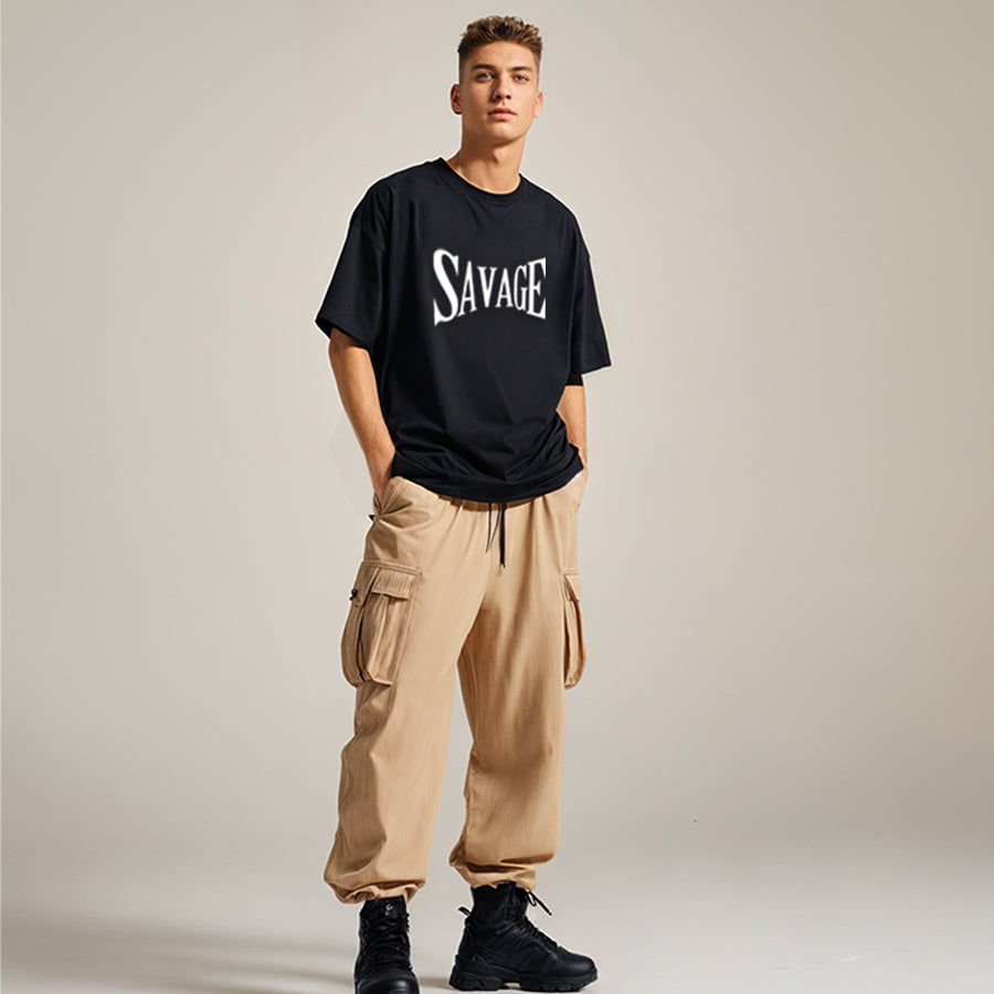 'Savage' puff print unisex oversized T-Shirt