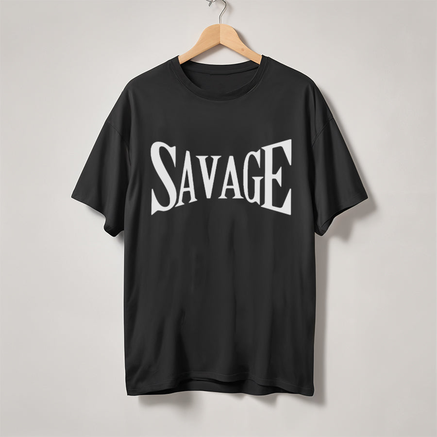 'Savage' puff print unisex oversized T-Shirt