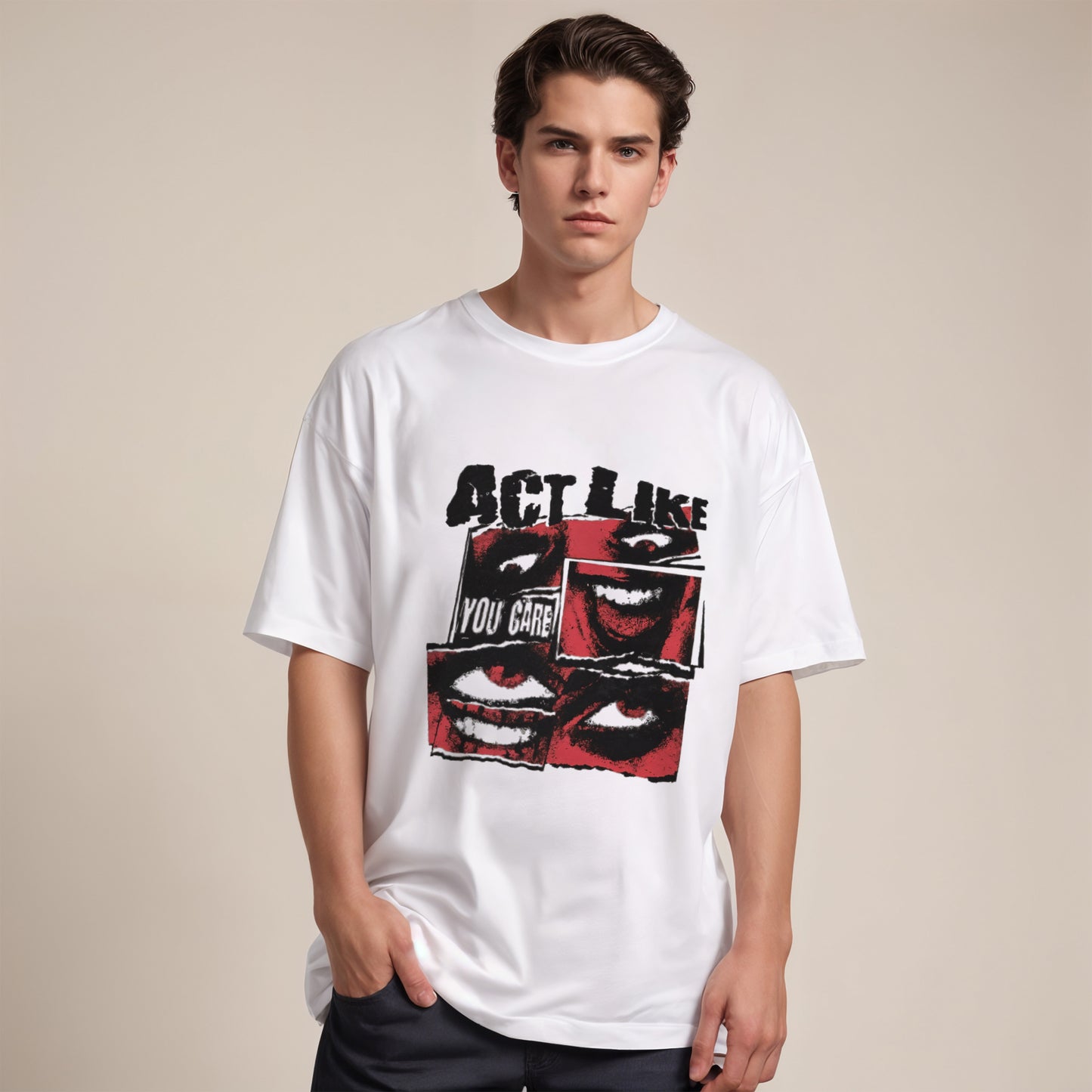 'Act like you care' graphic Oversized Unisex T-Shirt