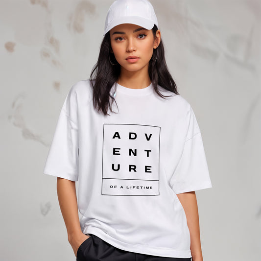 'Adventure' Puff Print Oversized T-Shirt