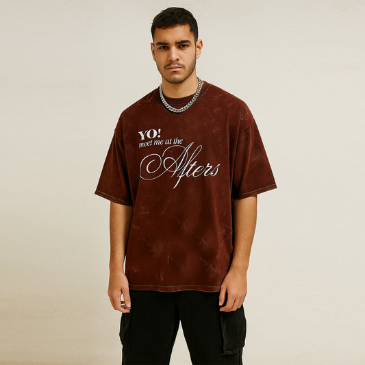 'Afters' Unisex Acid Washed Oversized Tee