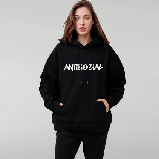 'Antisocial' print Oversized Hoodie