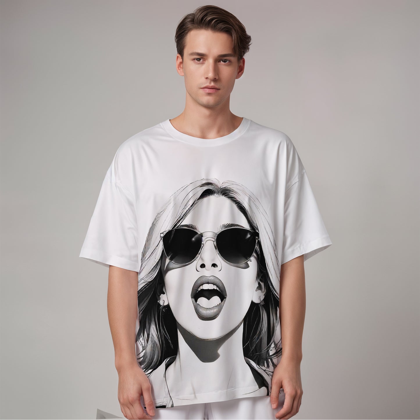 B&W overall print Unisex Oversized T-Shirt