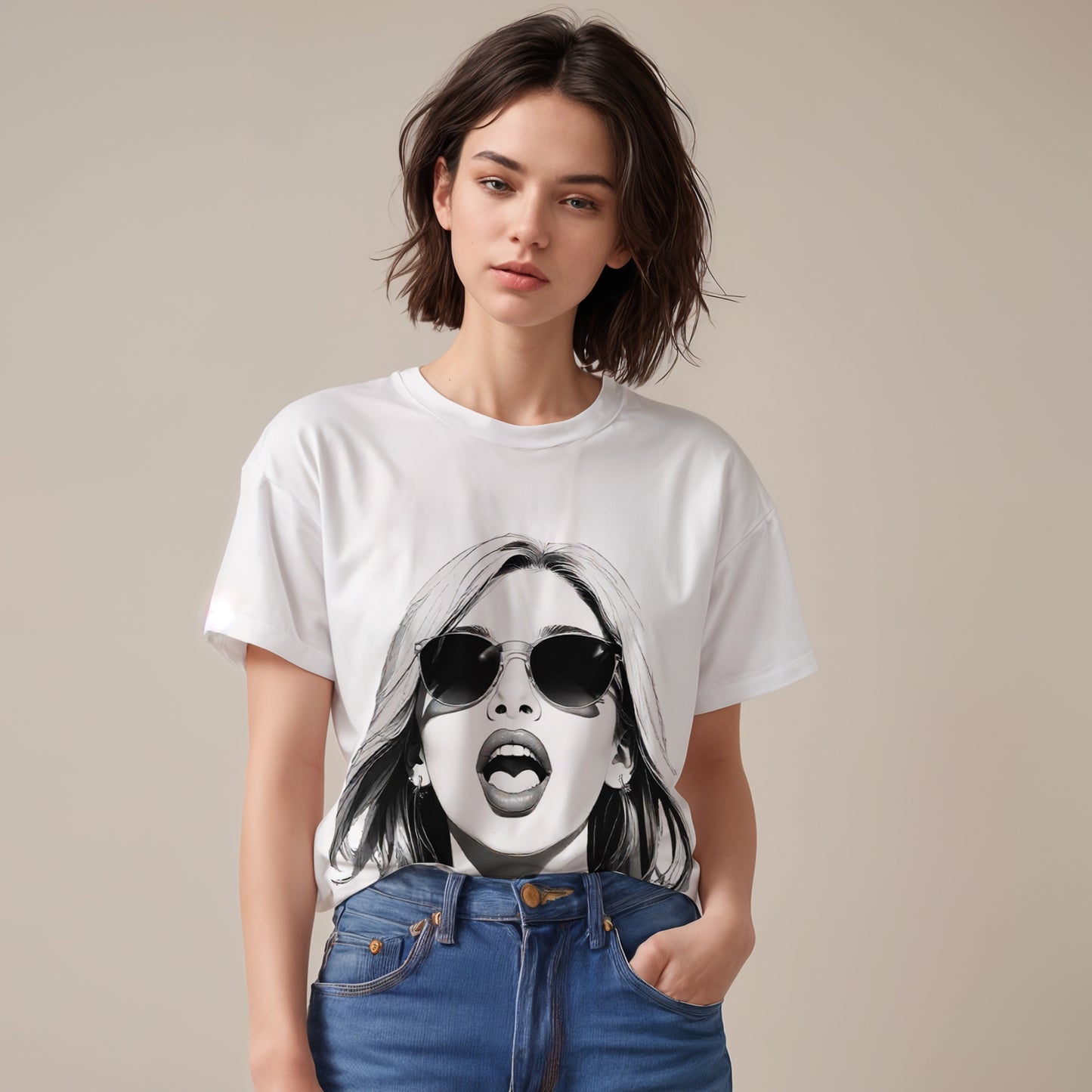 B&W overall print Unisex Oversized T-Shirt