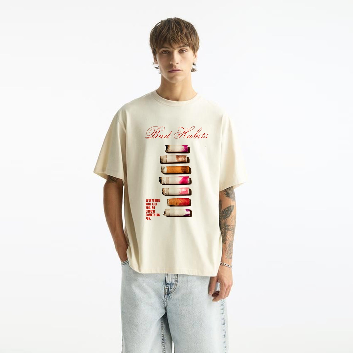 'Bad Habits' graphic Oversized Unisex T-Shirt