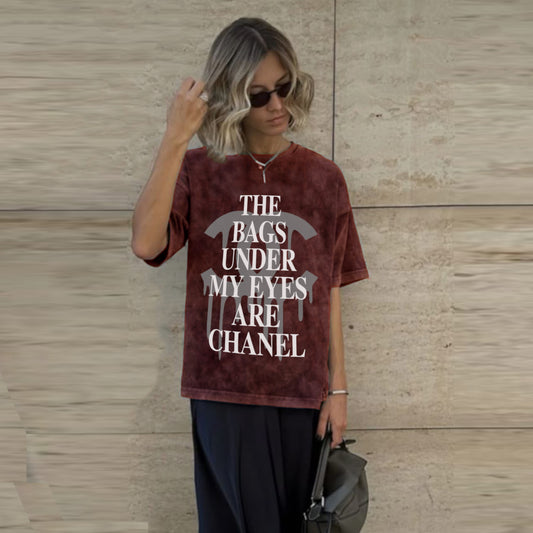 'The bags under my eyes are Chanel' Oversized Acid Wash T-Shirt