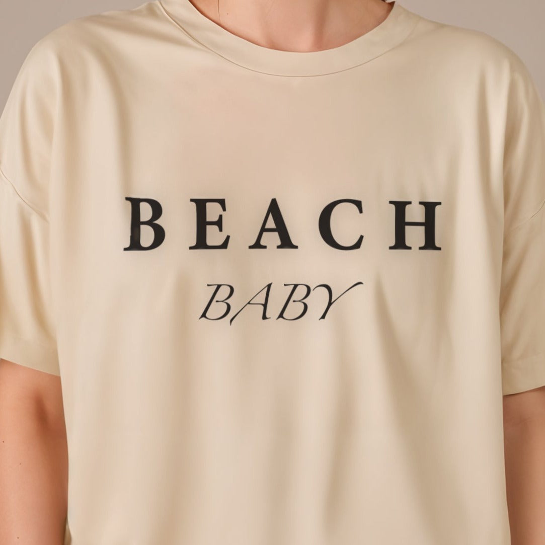 'Beach Baby' puff print oversized T-shirt