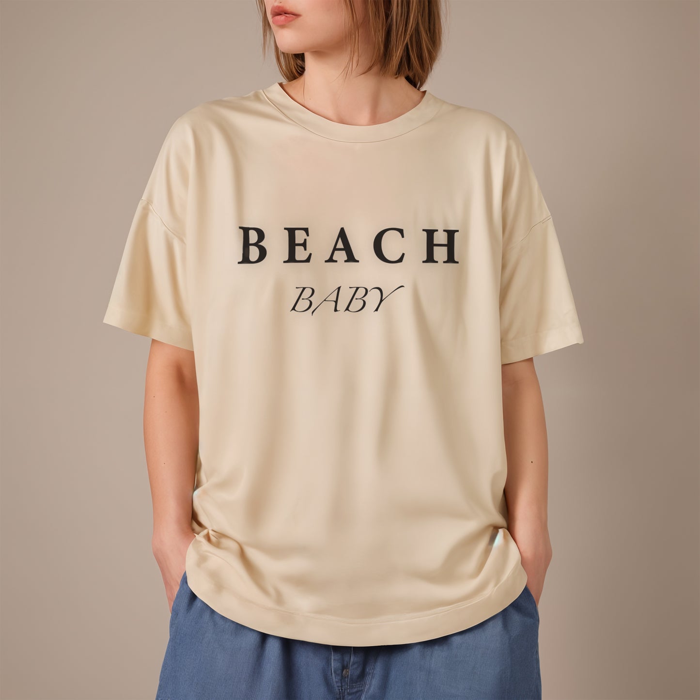 'Beach Baby' puff print oversized T-shirt