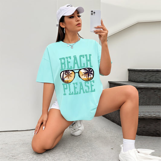'Beach Please' graphic Oversized Unisex T-Shirt