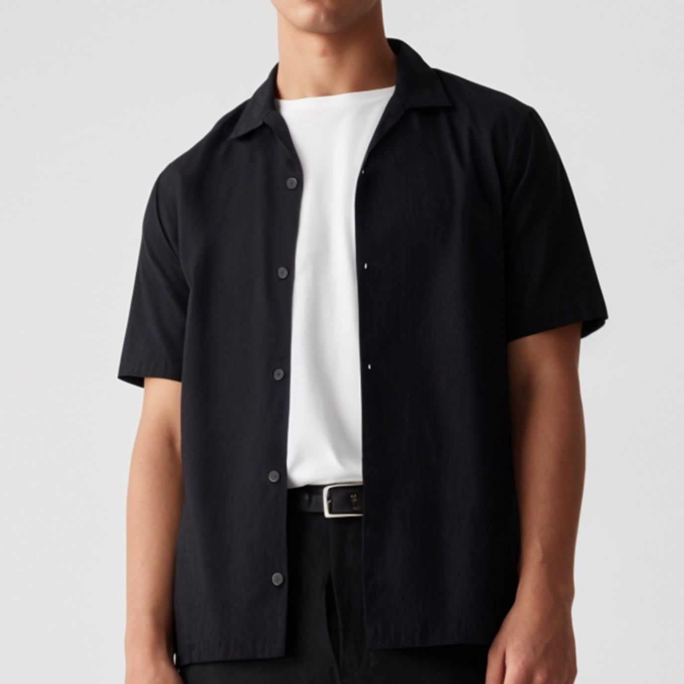 Classic Black Unisex Oversized Bowling Shirt