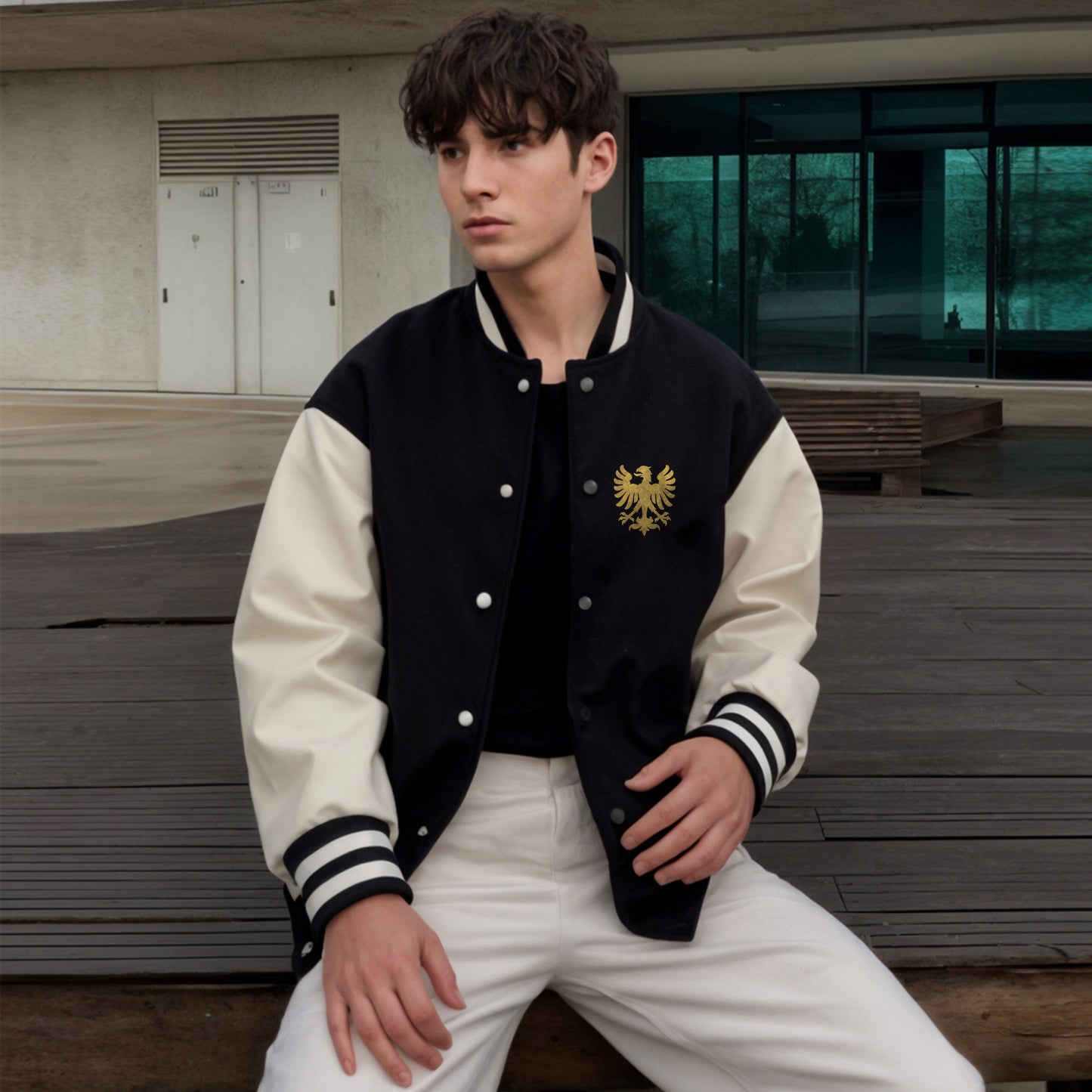 Classic Pocket print Unisex Varsity Jacket