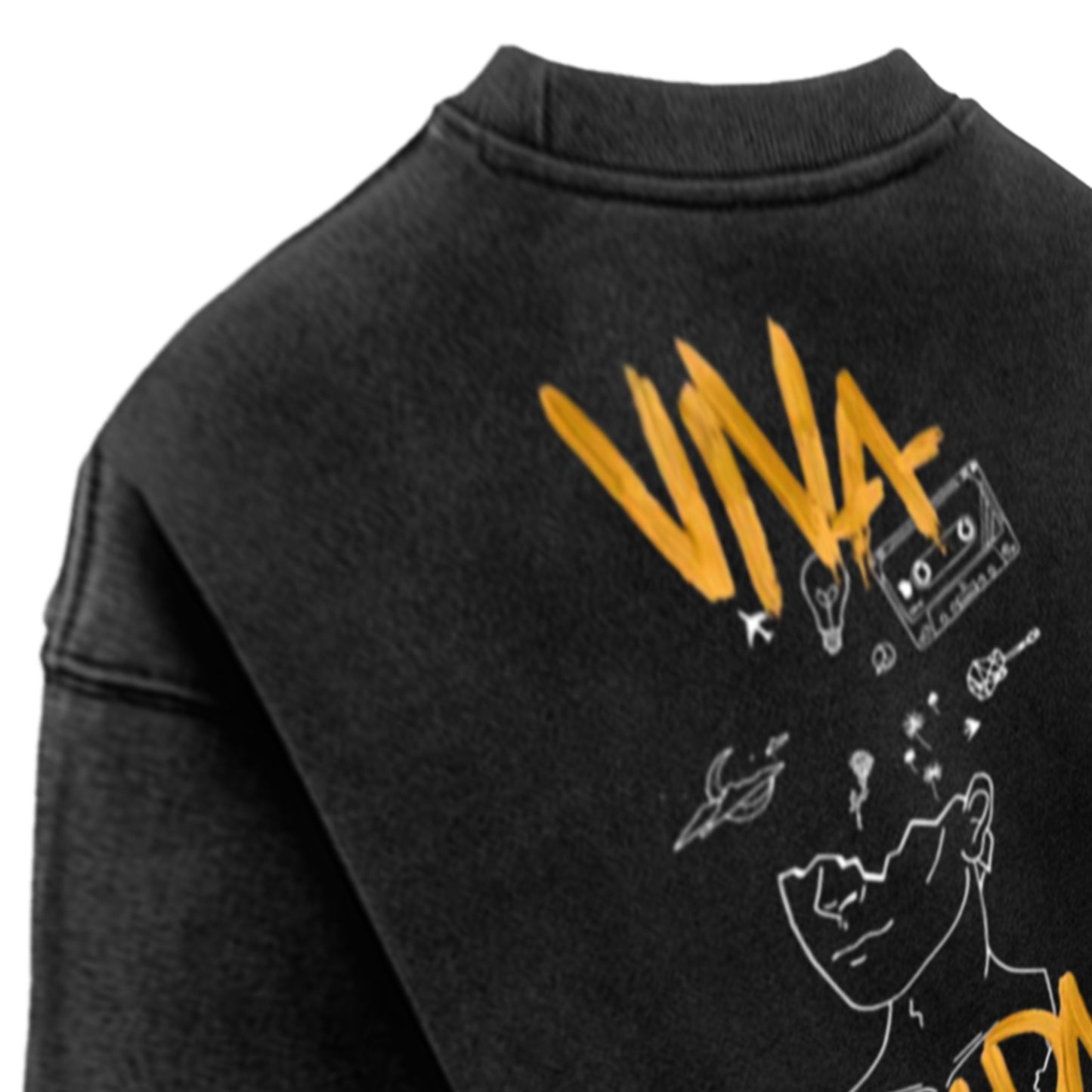 'Viva la vida' Oversized Acid Wash T-Shirt (Black)