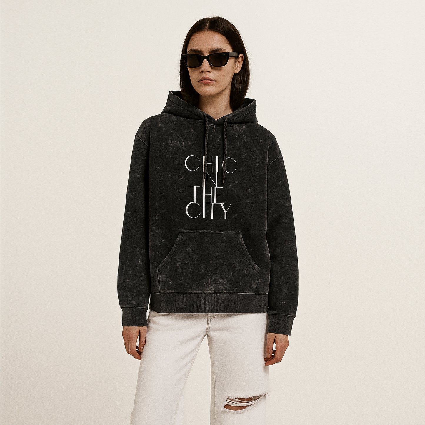 'Chic in the City' Unisex Acid Washed Hoodie