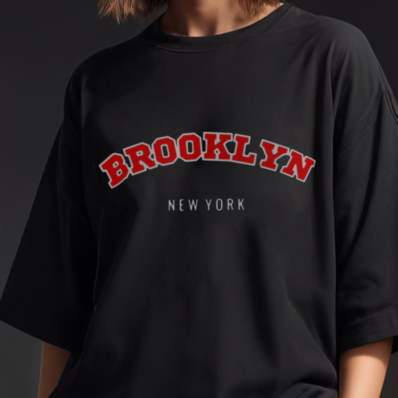 'Brooklyn' print oversized Terry Cotton T-Shirt