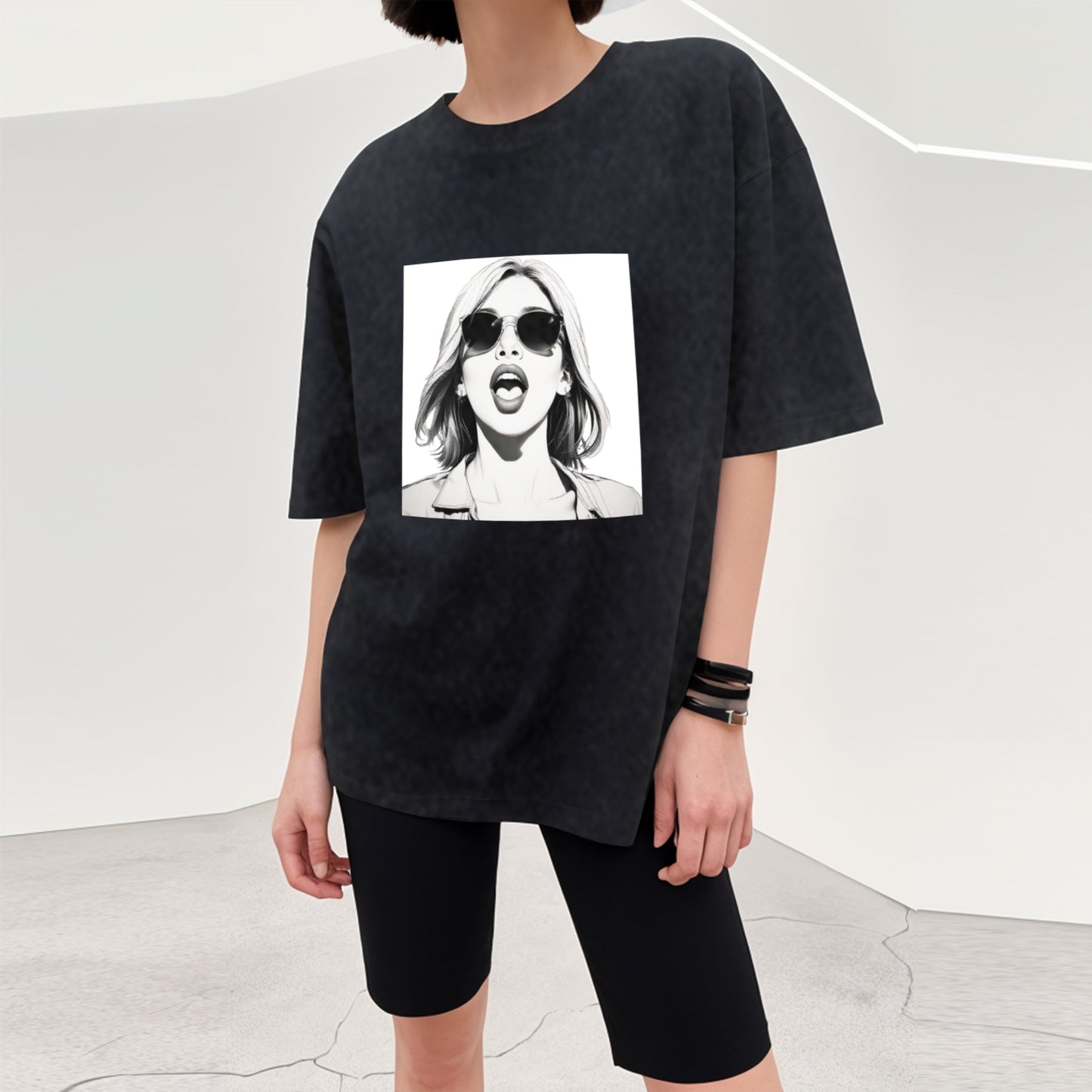 B&W Oversized Acid Wash T-Shirt