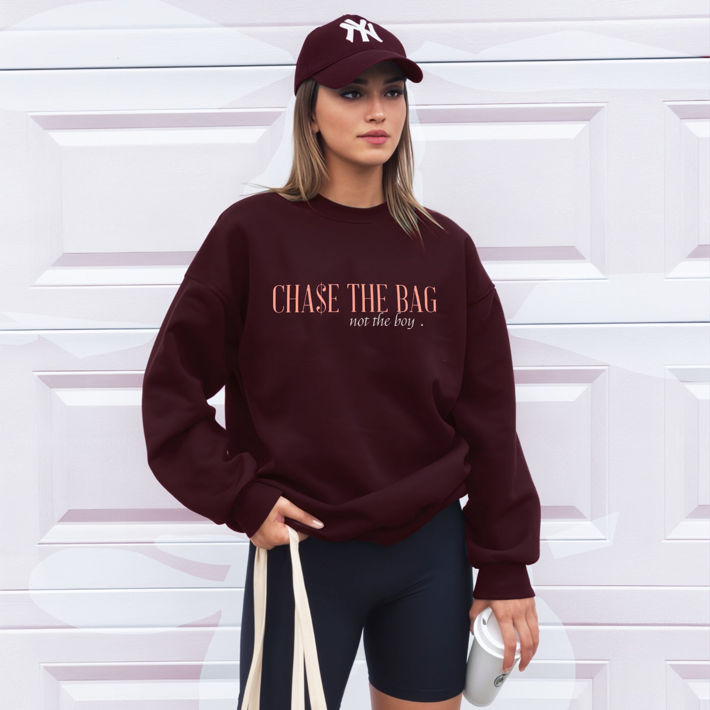 'Chase the bag not the boy' Oversized Unisex Sweatshirt