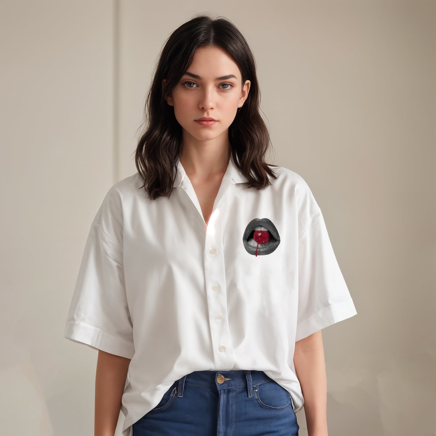 'Girl Gang' Oversized Bowling Shirt