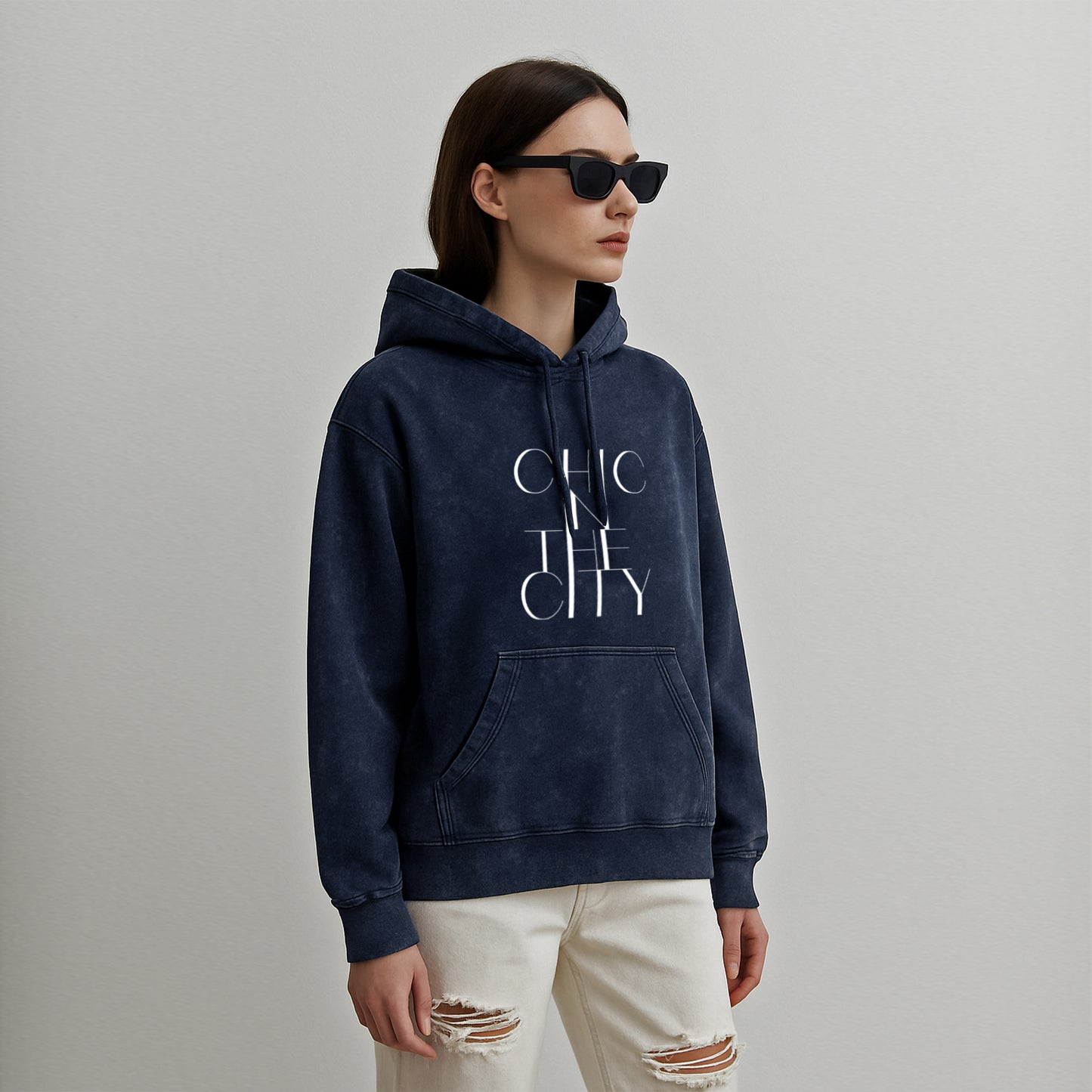 'Chic in the City' Unisex Acid Washed Hoodie